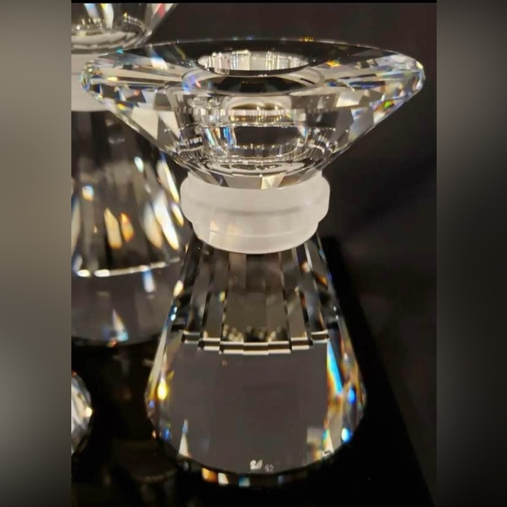 RETIRED SWAROVSKI CRYSTAL NEO CLASSIC MEDIUM CANDLE HOLDERS - SET OF 2